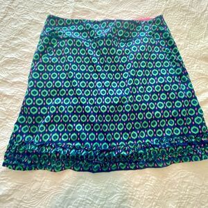 Birdies & Bows Golf Skort | Built-In Shorts | Pink & Blue Print | L